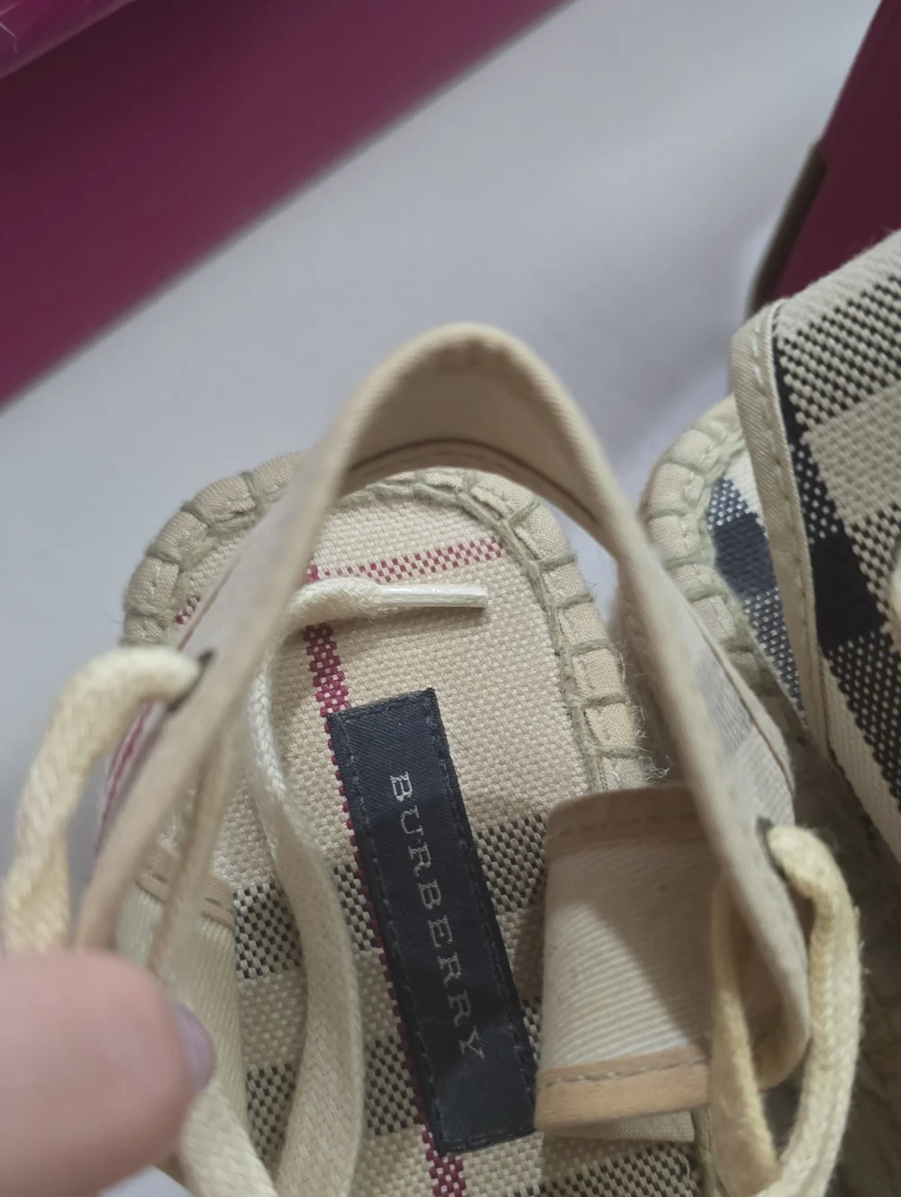 Burberry Nova Check Lace-up Espadrilles Size 38. Used. Needs Cleaned.